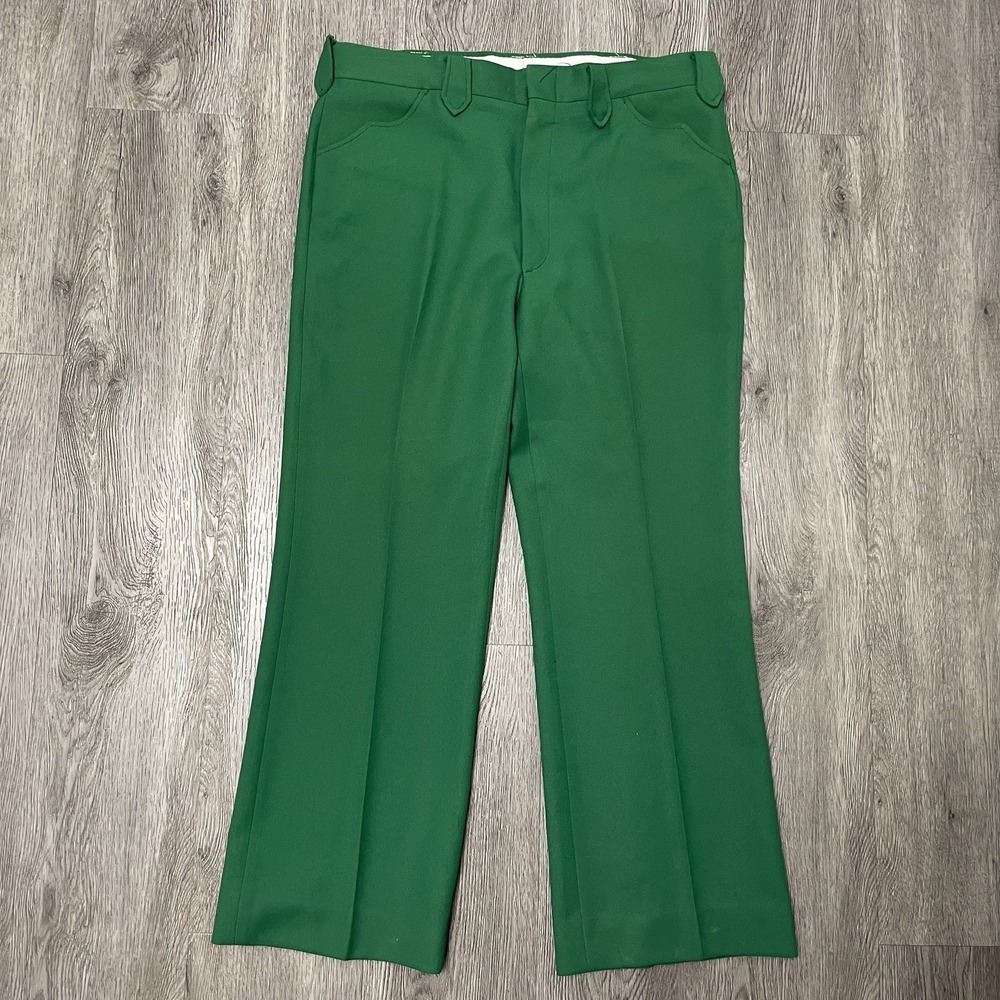 VTG Mesquite Niver Pants Mens 35x29 Green Western Workwear Cowboy Pearl Snap USA
